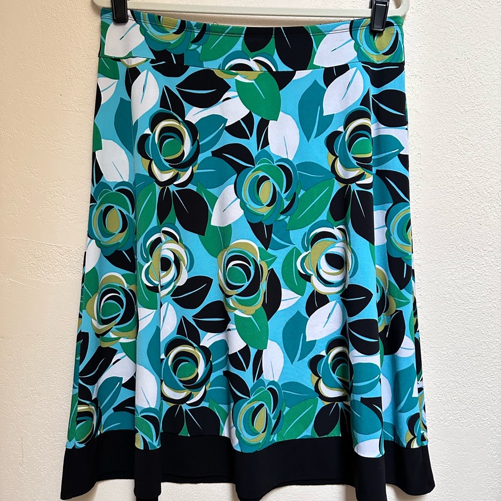 East 5th Floral A-Line Skirt - Teal, Green, and Black